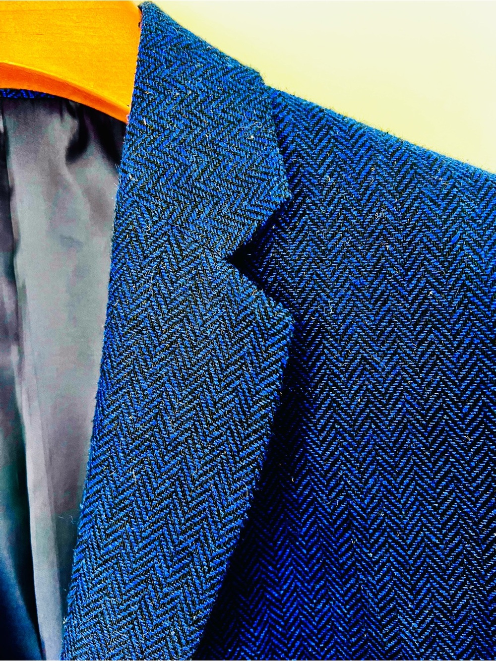 Soft Men's Blue & Black Herringbone Sport Coat - Classic Tailored Blazer